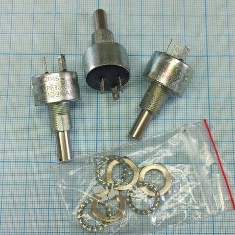 Потенциометр PE30L0FL103KAB, 10кОм 10% A BO e3