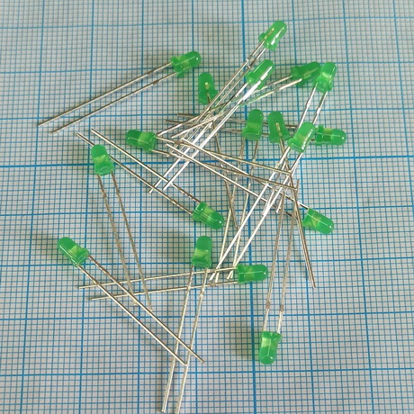 3AYG4HD (3014GD) 3мм зелен 15мкд 60° матов.светодиод CPM