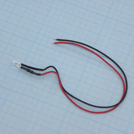 Led 5mm Red -   12V ( с провод.)