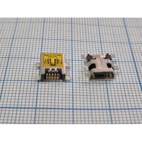 Разъемы mini-USB: (9765) гн miniUSB\A/B\10P4C\плат\угл\SMD\miniUSB B-10SA