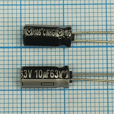 Конденсатор ECA1JHG100 (ECAP RADIAL 10uF 63V 105C 1000Н 5.0x11.0)